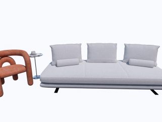 现代多人沙发 沙发组合 长条沙发 休闲椅 休闲沙发